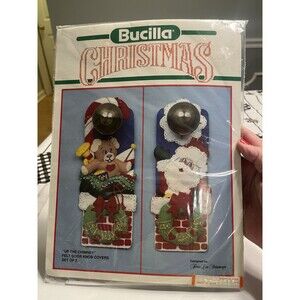 Bucilla Santa & Chimney Felt & Sequin Door Knob Covers Christmas Kit #82755 NEW